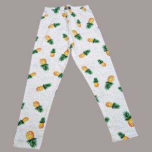 Pepco Full length Soft Cottonleggings Skinny Fit stretchy White Pineapple NWOT